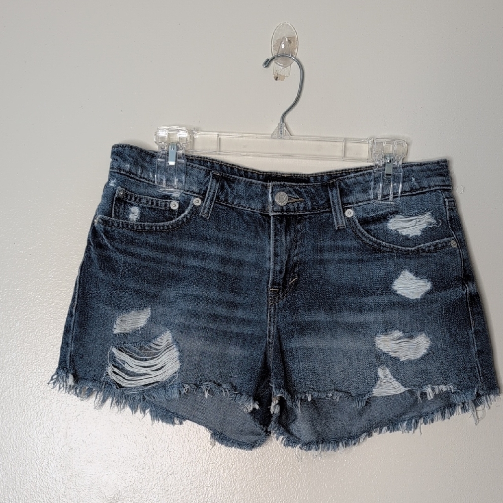 Lucky Brand Blue Jean Shorts Distressed Frayed Hem cut off size 6/28